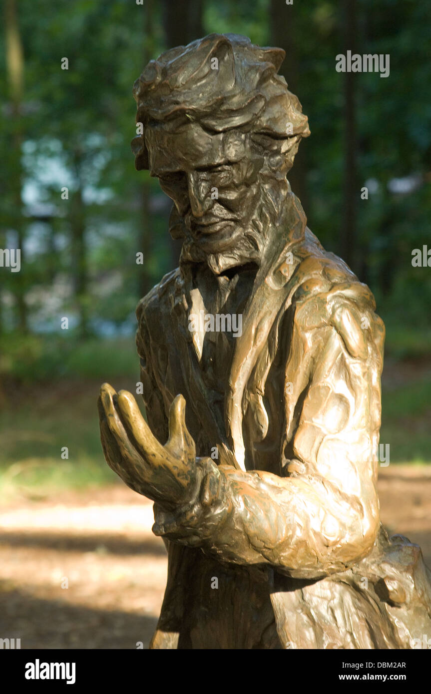 Statue of Thoreau at Walden Pond, Concord, MA. Digital photograph Stock Photo