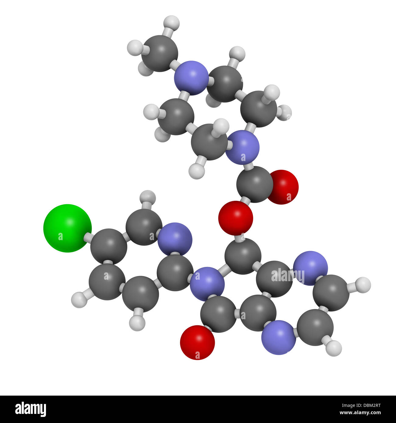 Zopiclone insomnia drug (sleeping pill, zdrug), chemical structure. Atoms are represented as