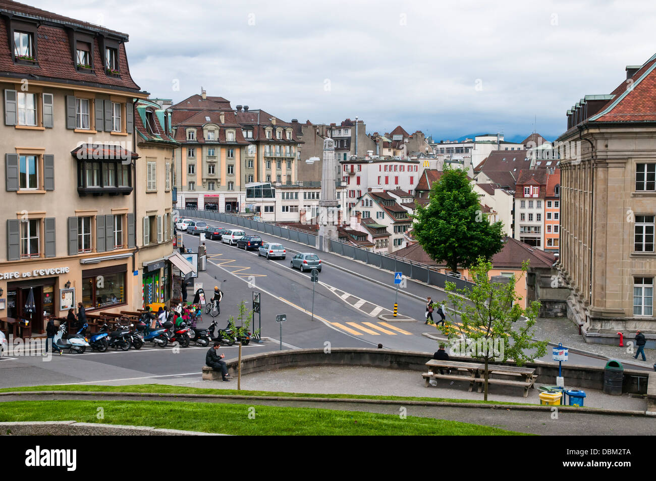 One of the busiest streets of Lausanne in rainy day, Switzerland, Europe  Stock Photo - Alamy
