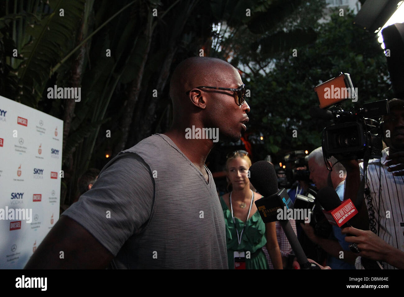 NFL player Chad Ochocinco attends MercedesBenz Fashion Week Swim at