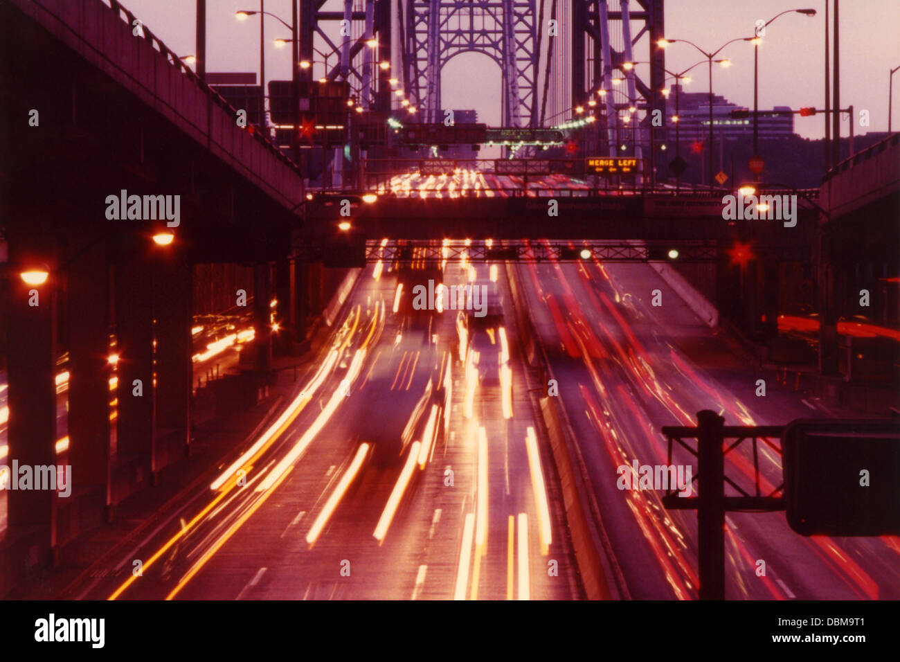 George Washington Bridge Traffic Lights Stock Photo