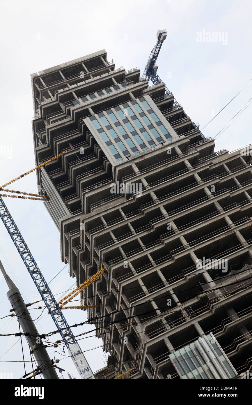 Construction of skyscraper in Moscow Stock Photo