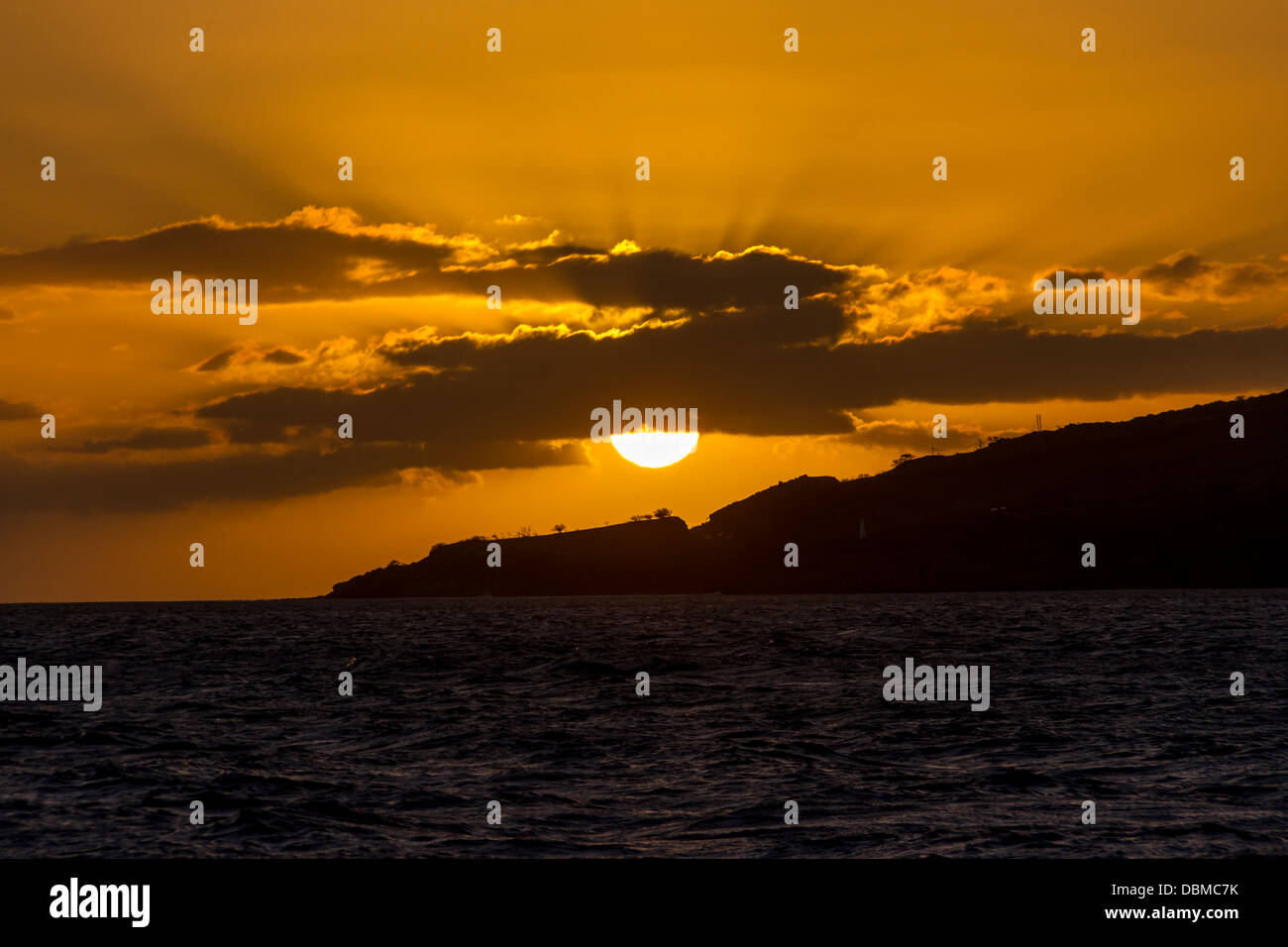 Maui Sunset in Hawaii. Stock Photo