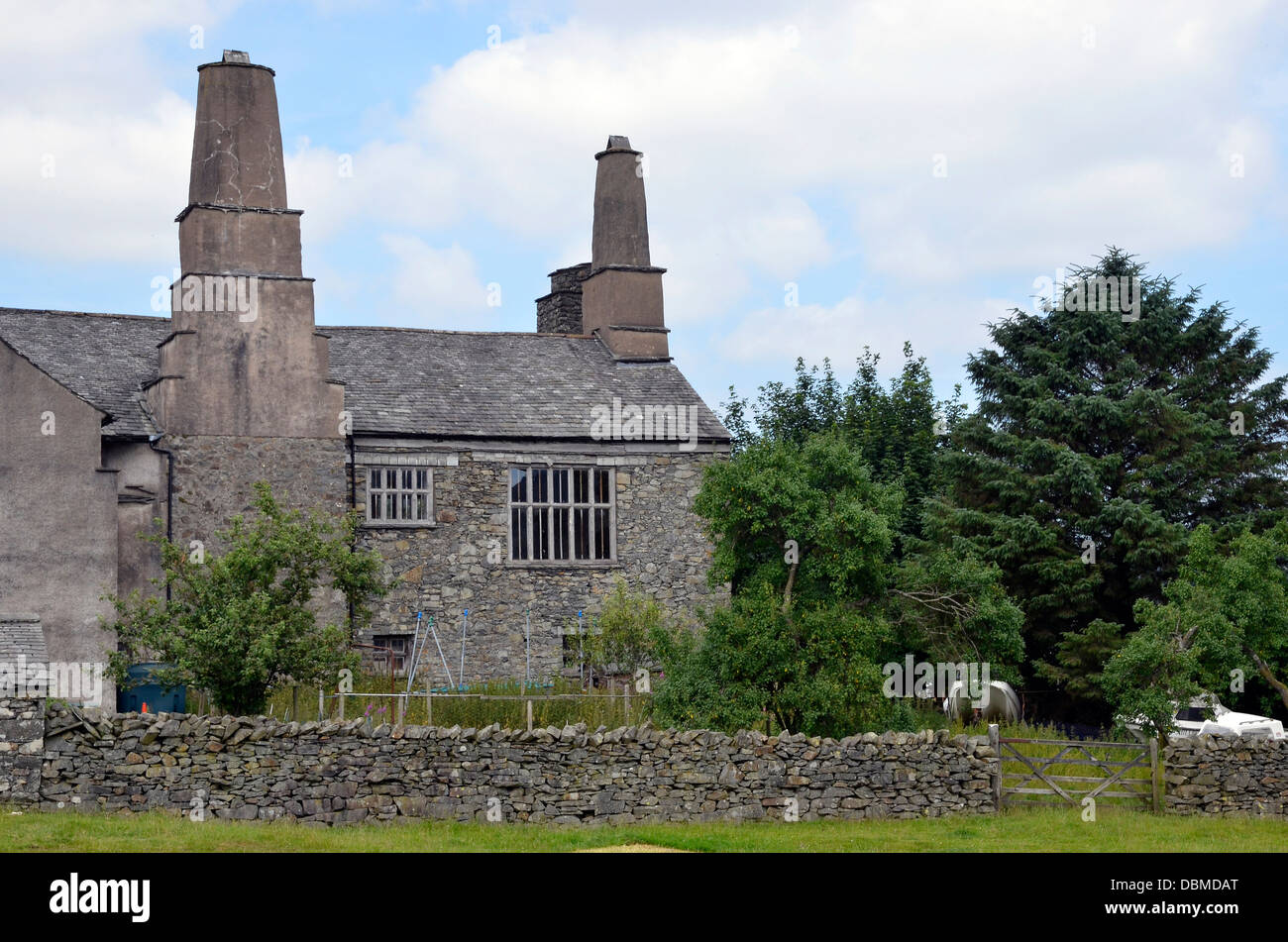Coniston Hall, a former house built if rubble and slate on the west