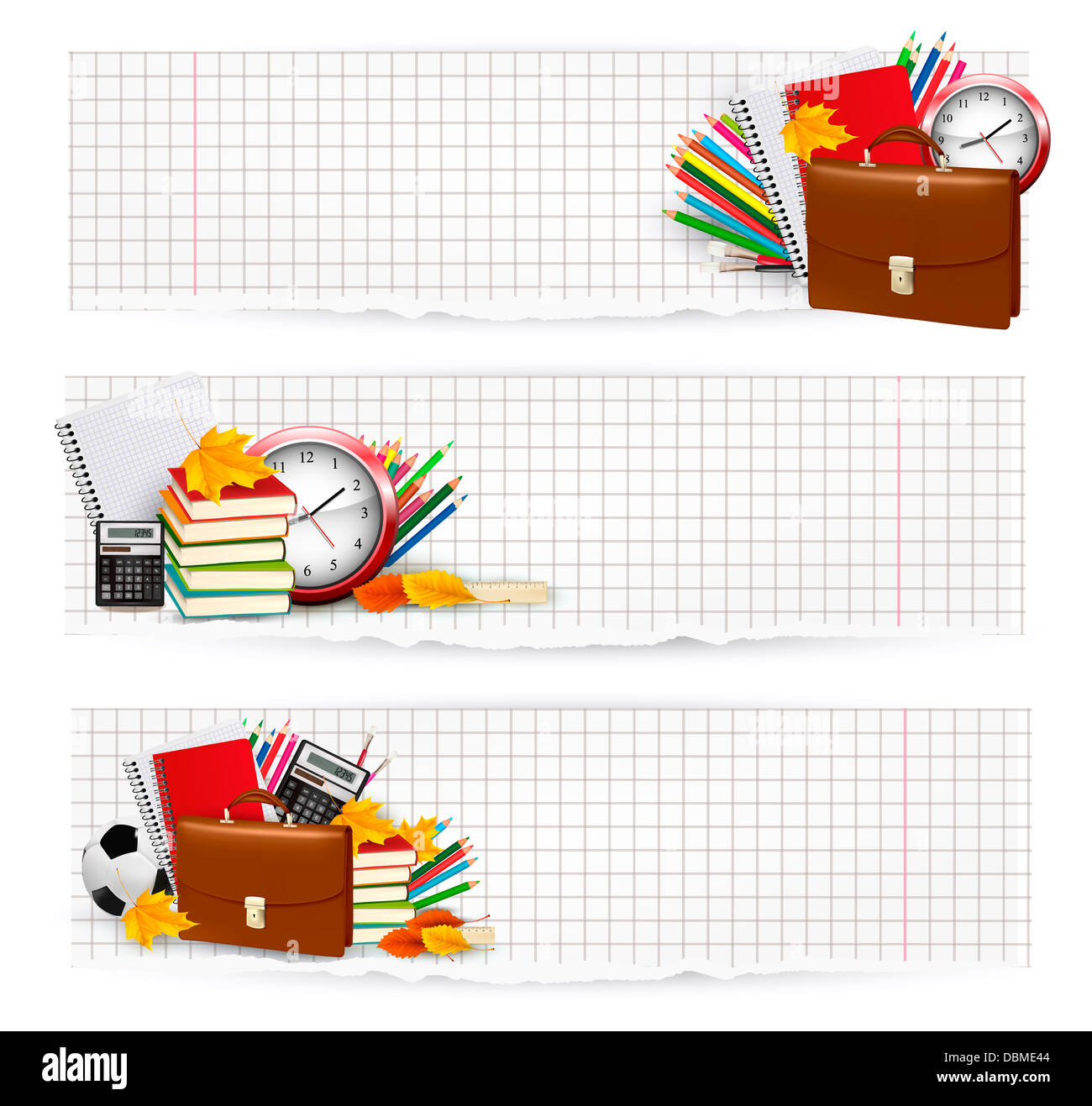 Back to school. Two banners with school supplies. Vector Stock Photo ...