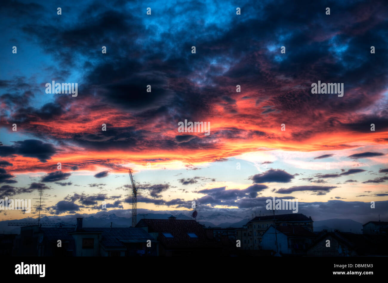 Turin under construction at sunset Stock Photo Alamy