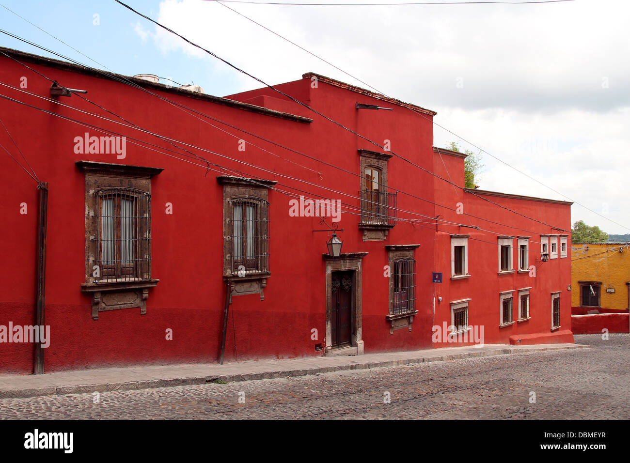 Typical mexican street with colorful buildings Stock Photo