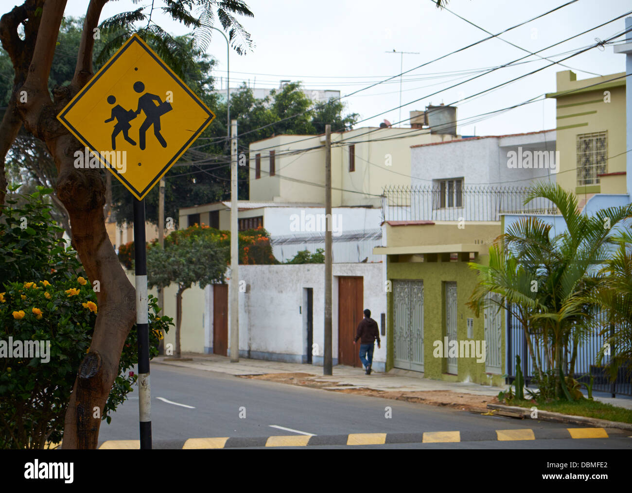 Pedestrian safety in the Miraflores district in Lima, Peru. Stock Photo