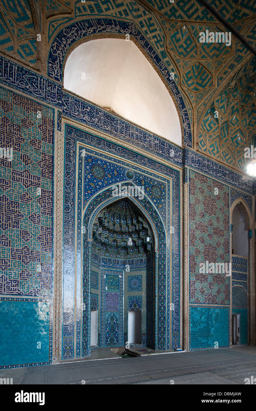 qibla wall, mihrab of the Friday mosque, Yazd, Iran Stock Photo Alamy