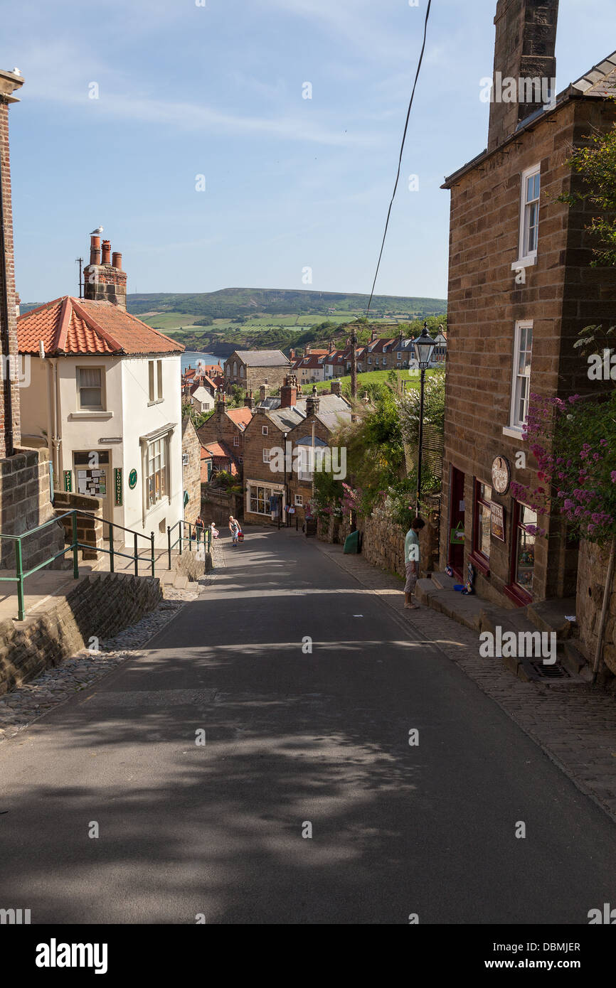 Robin Hood's Bay Yorkshire Bay View into the Village Stock Photo