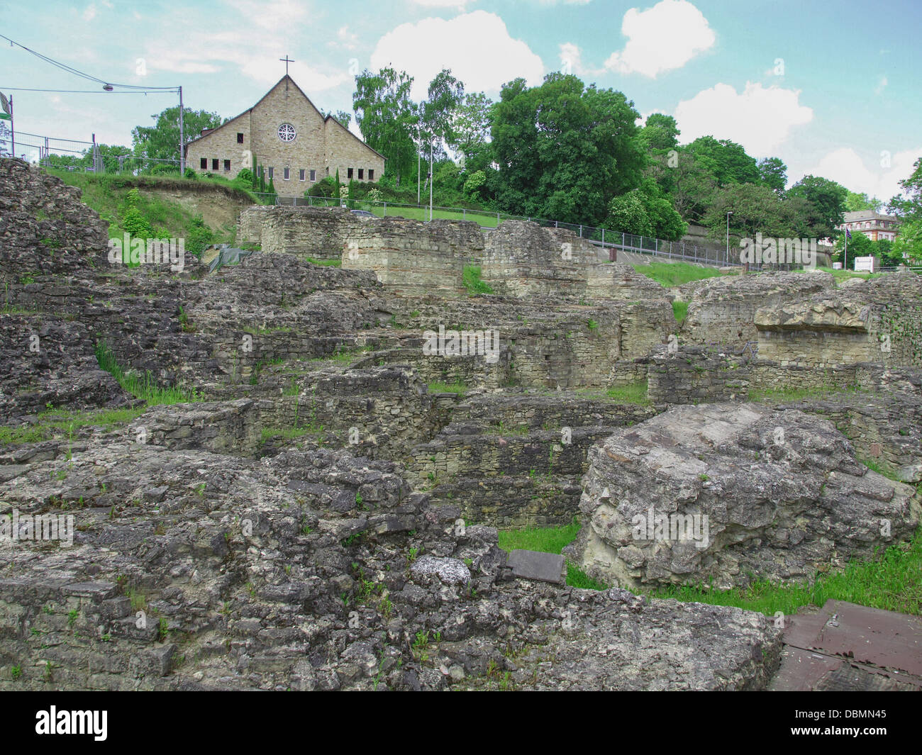 Ruins of the Roemisches Theater roman theatre in Mainz Germany Stock