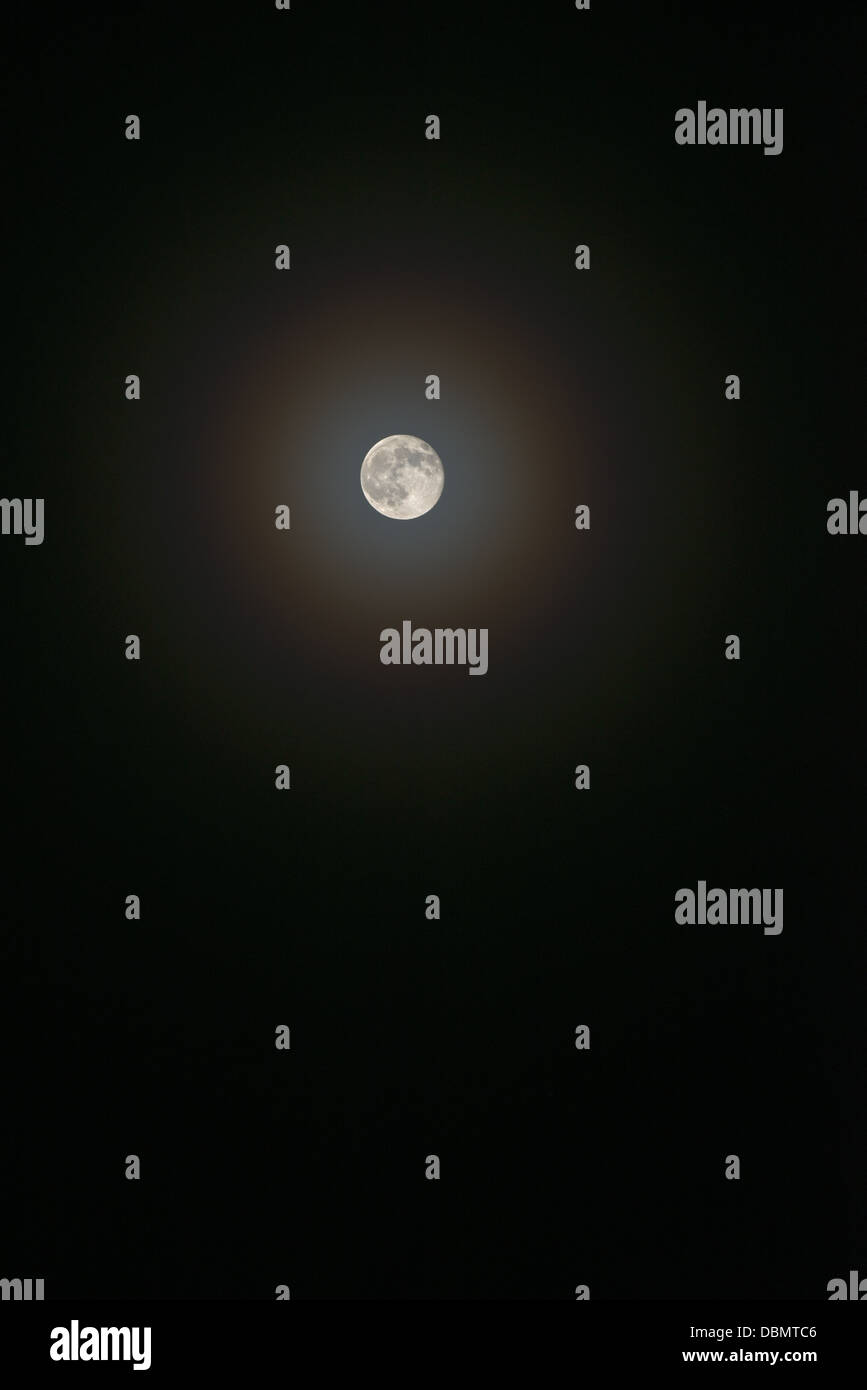 Full moon with halo Stock Photo - Alamy