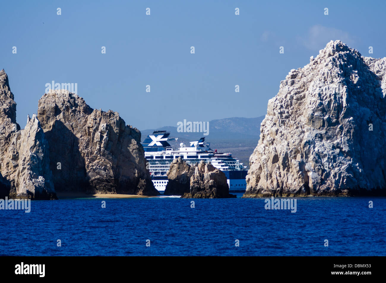 Mexico Cabo San Lucas Cruise ship Celebrity Infinity at Cabo San Lucas near El Arco Stock Photo