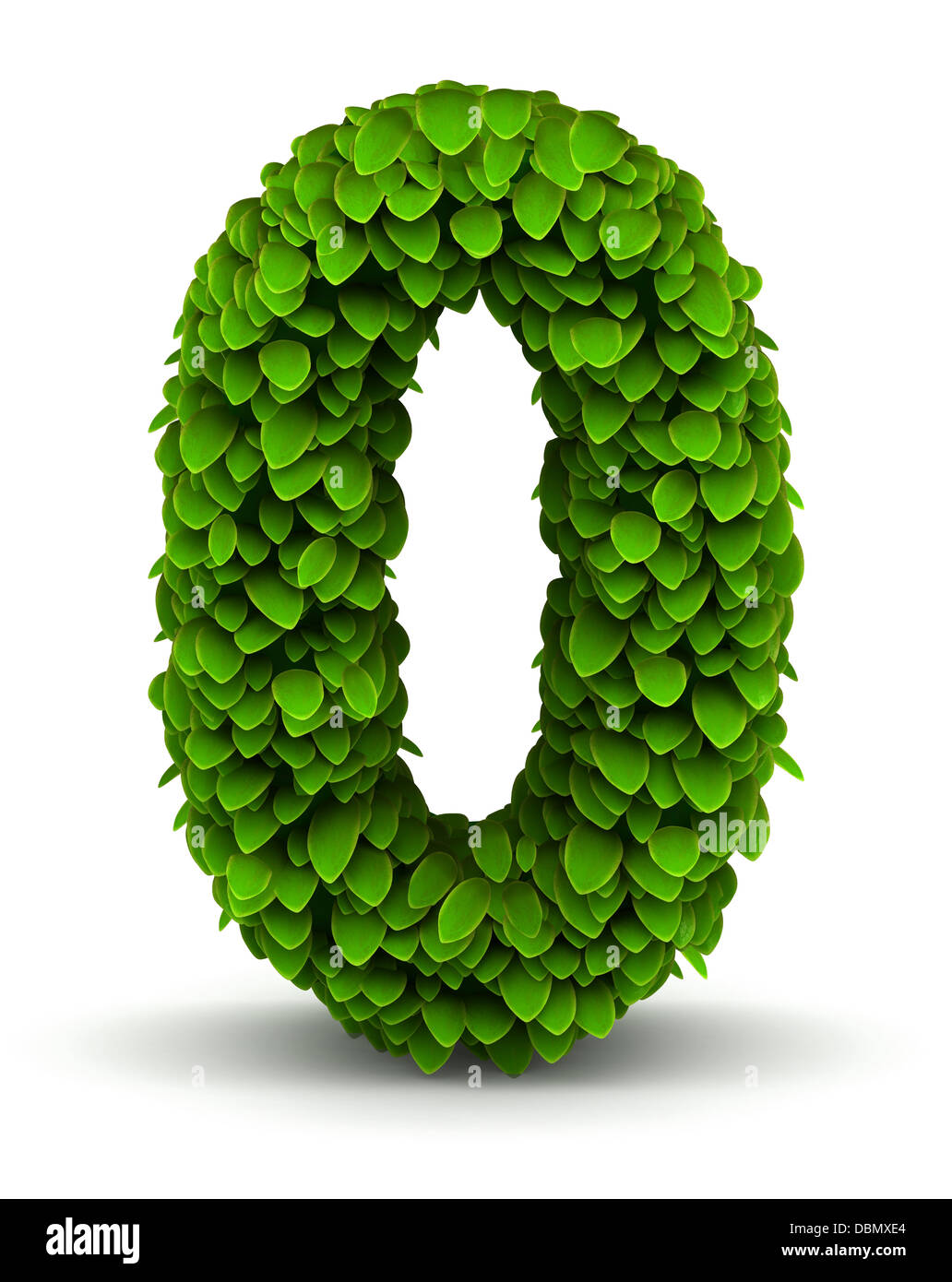 Number 0, green leaves font Stock Photo