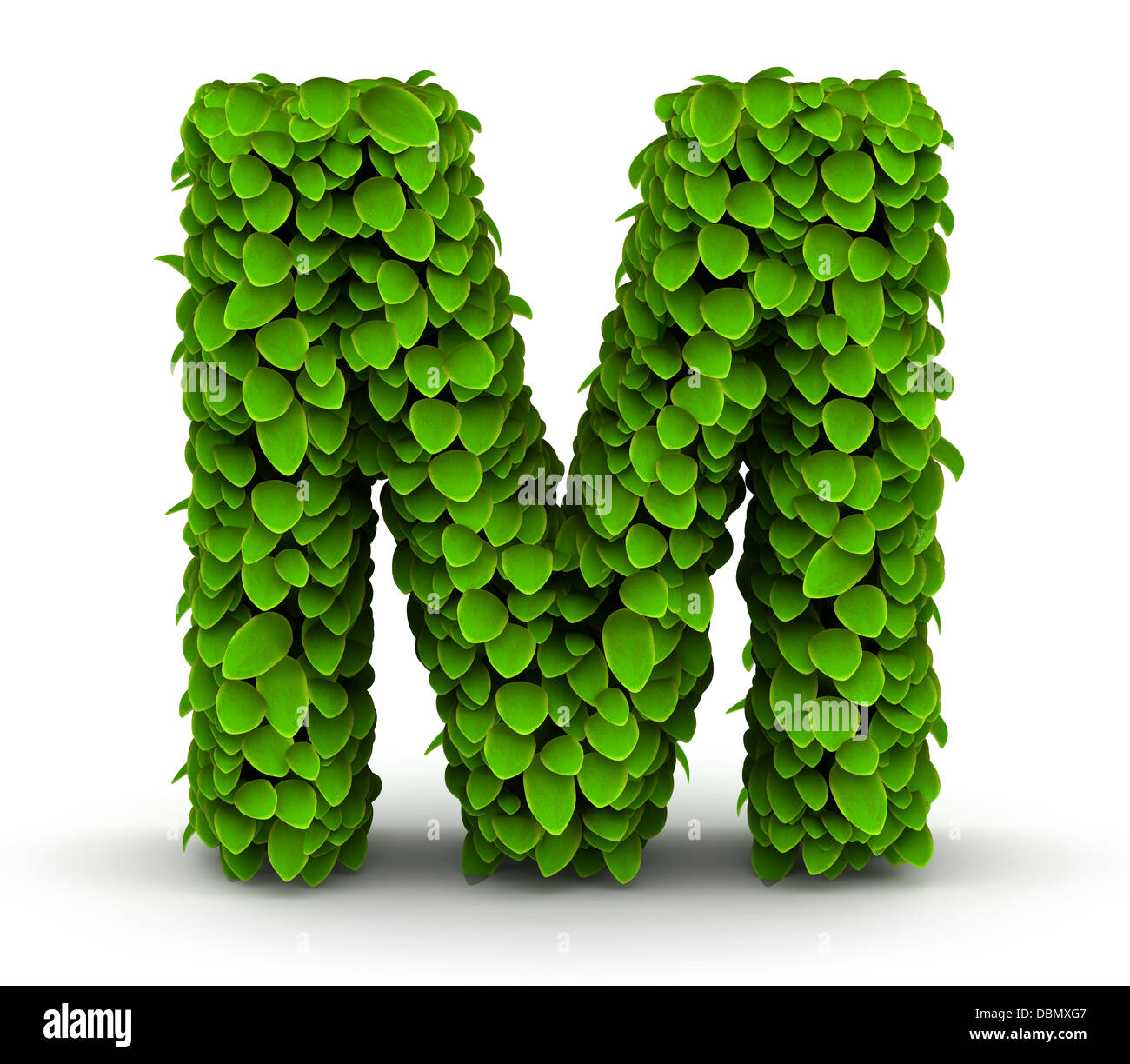 Leaves font letter M Stock Photo
