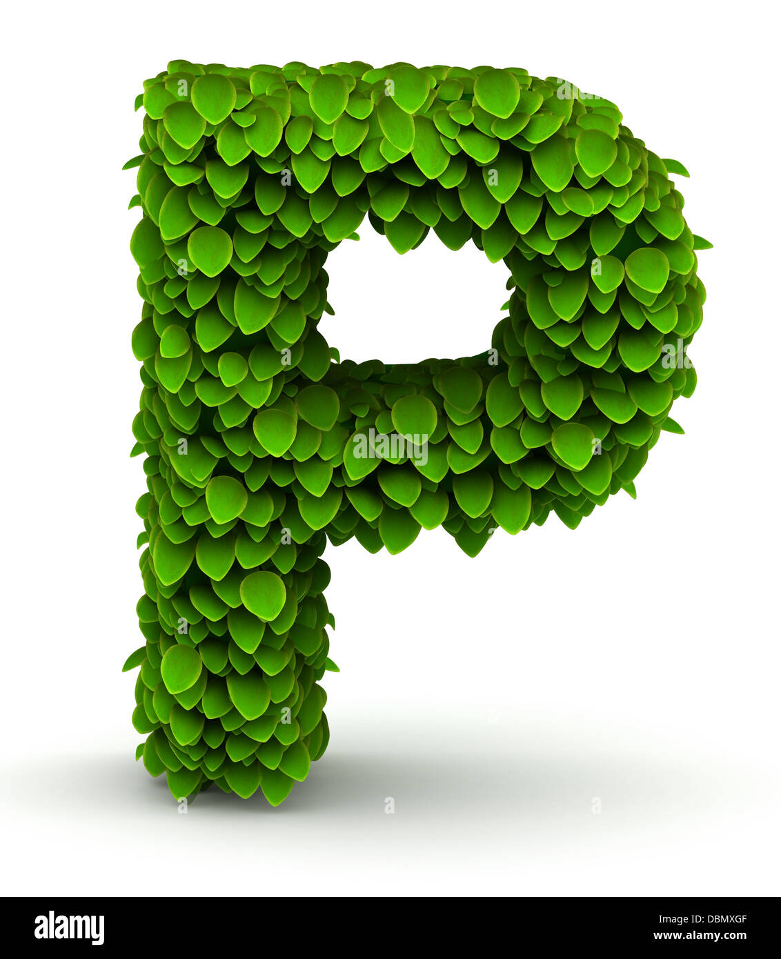 Leaves font letter P Stock Photo