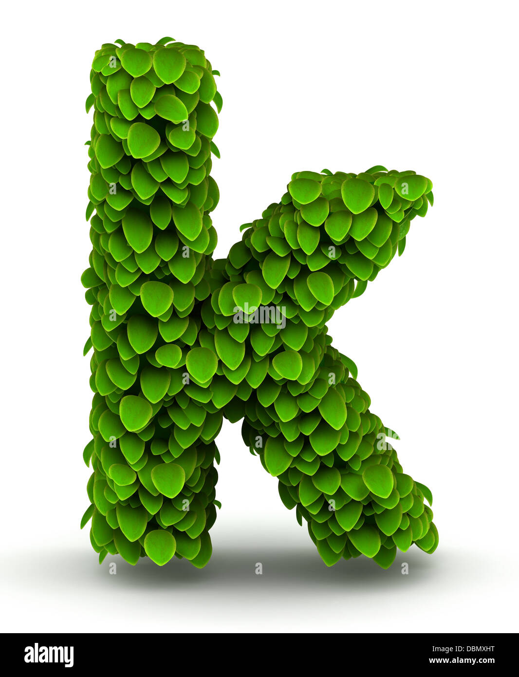 Leaves font letter k lowercase Stock Photo
