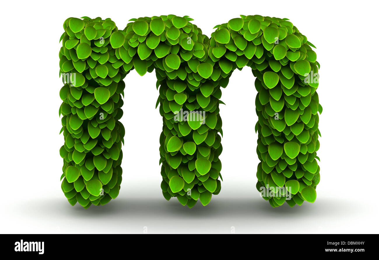 Leaves font letter m lowercase Stock Photo