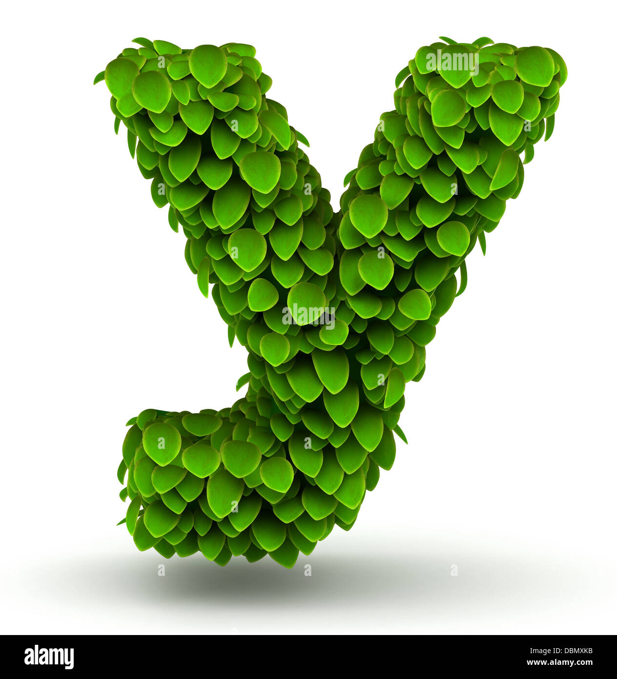 Leaves font letter y lowercase Stock Photo