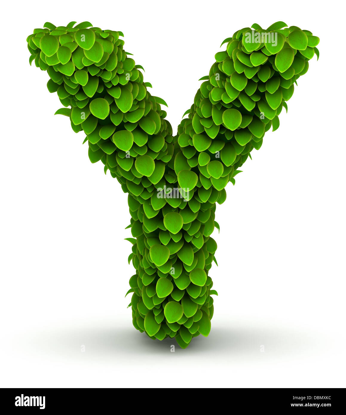 Leaves font letter Y Stock Photo