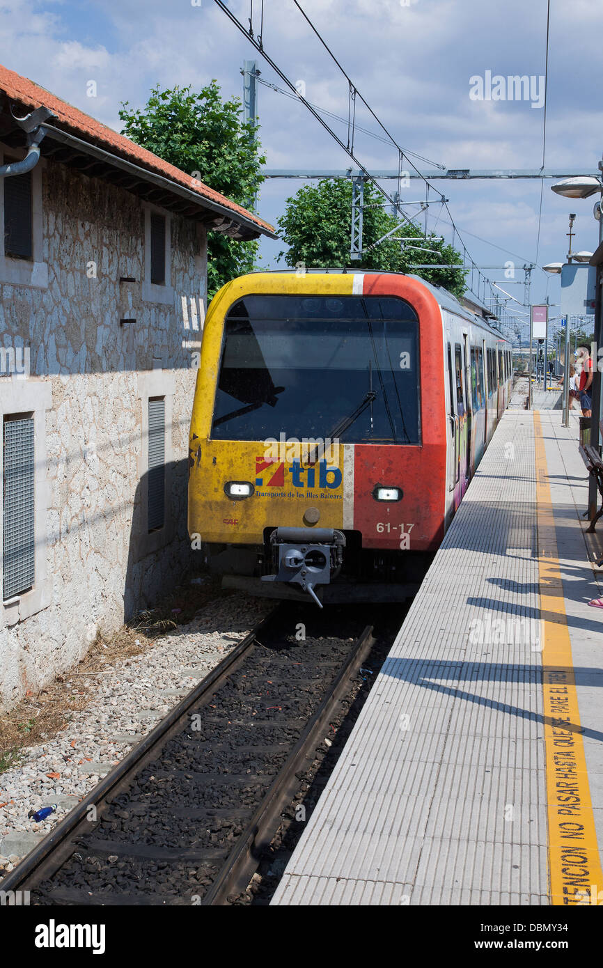 Enllaç Estació Railway station on the TIB rail network on the Island of Majorca Stock Photo