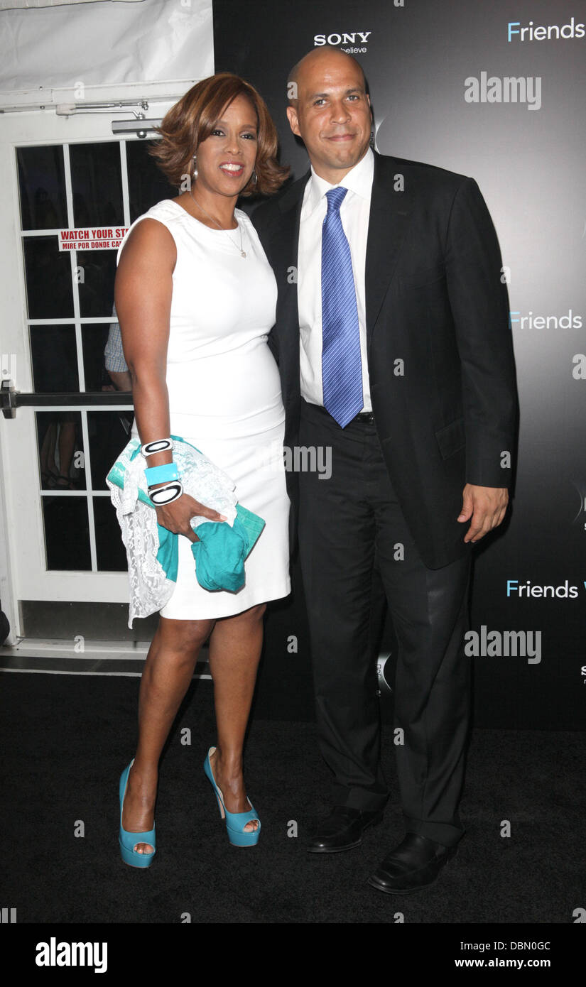 Gayle King, Newark, N.J., Mayor Cory Booker, New York premiere of 'Friends with Benefits', held at the Ziegfeld Theater - Arrivals New York City, USA - 18.07.11 Stock Photo