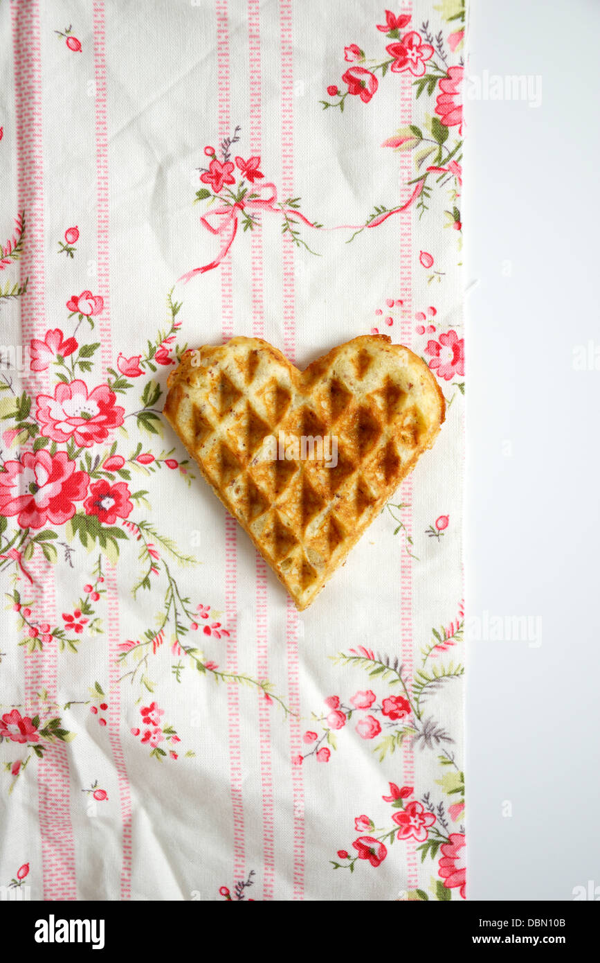 Heart Shaped Waffle, Munich, Bavaria, Germany, Europe Stock Photo