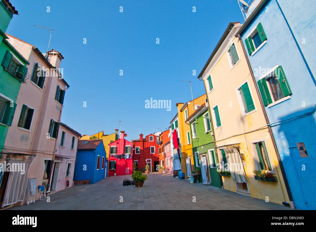 Italy Venice Burano island with traditional colorful houses Stock Photo ...