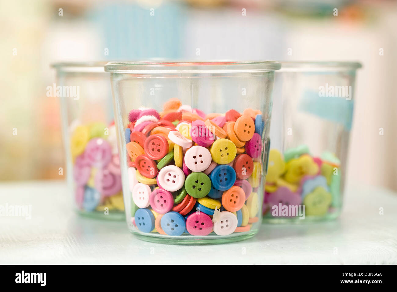 Colored Buttons, Munich, Bavaria, Germany, Europe Stock Photo
