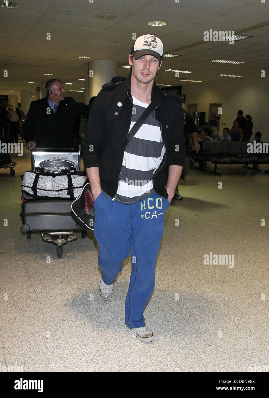 Bradley James The stars of international smash hit BBC television show 'Merlin' arrive at LAX on a flight from London Heathrow which was delayed over 4 hours from its scheduled arrival time. Los Angeles, California - 24.07.11 Stock Photo
