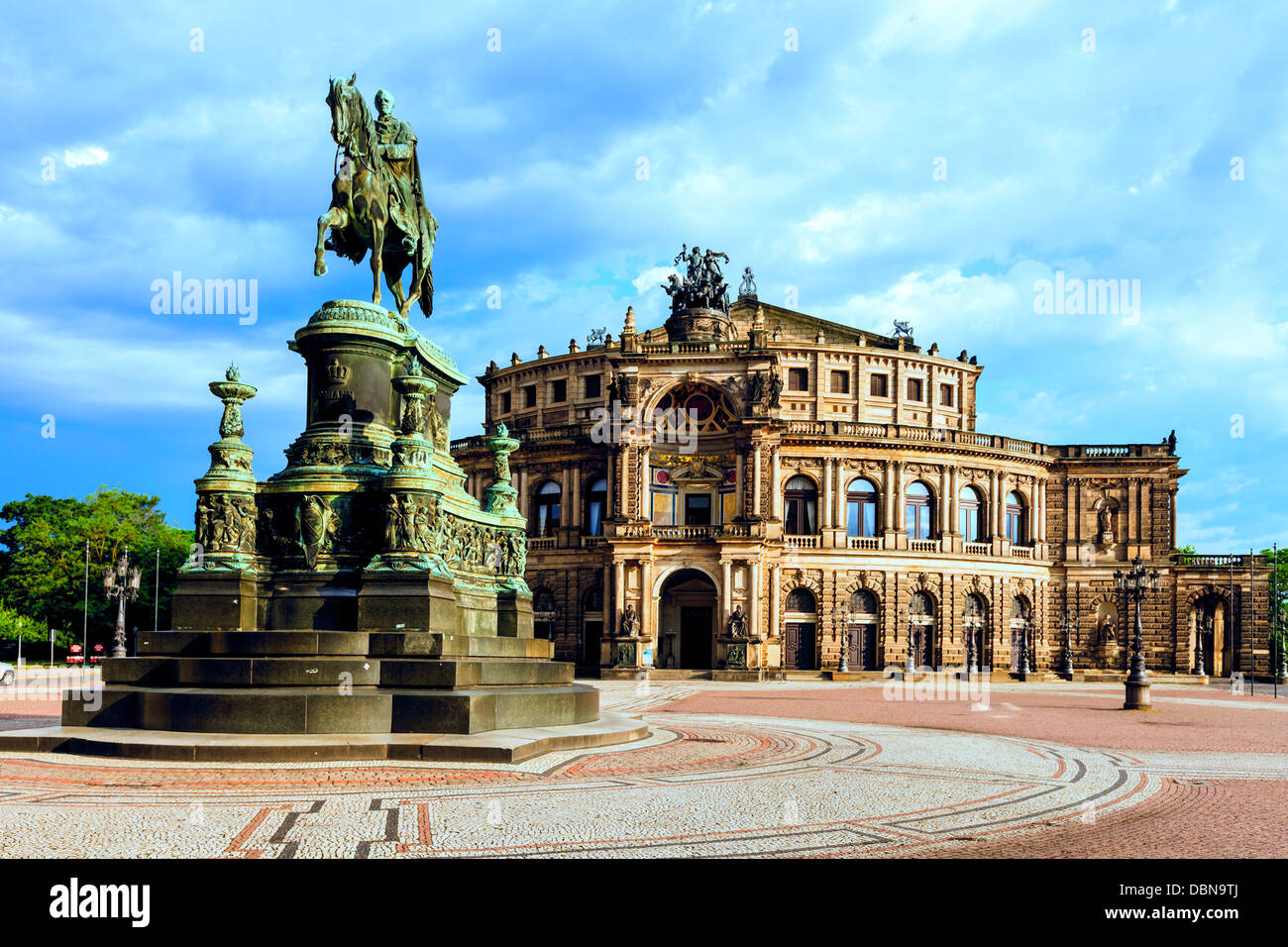Opera House and monument to King John of Saxony Stock Photo Alamy