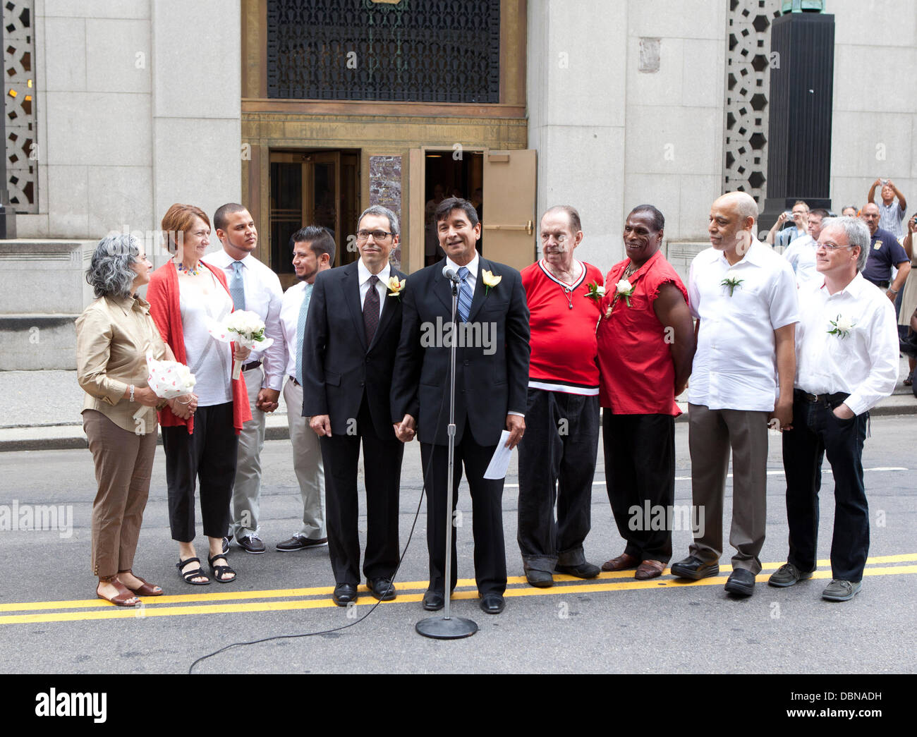Married couples First gay couples wed at New York's City Hall after the