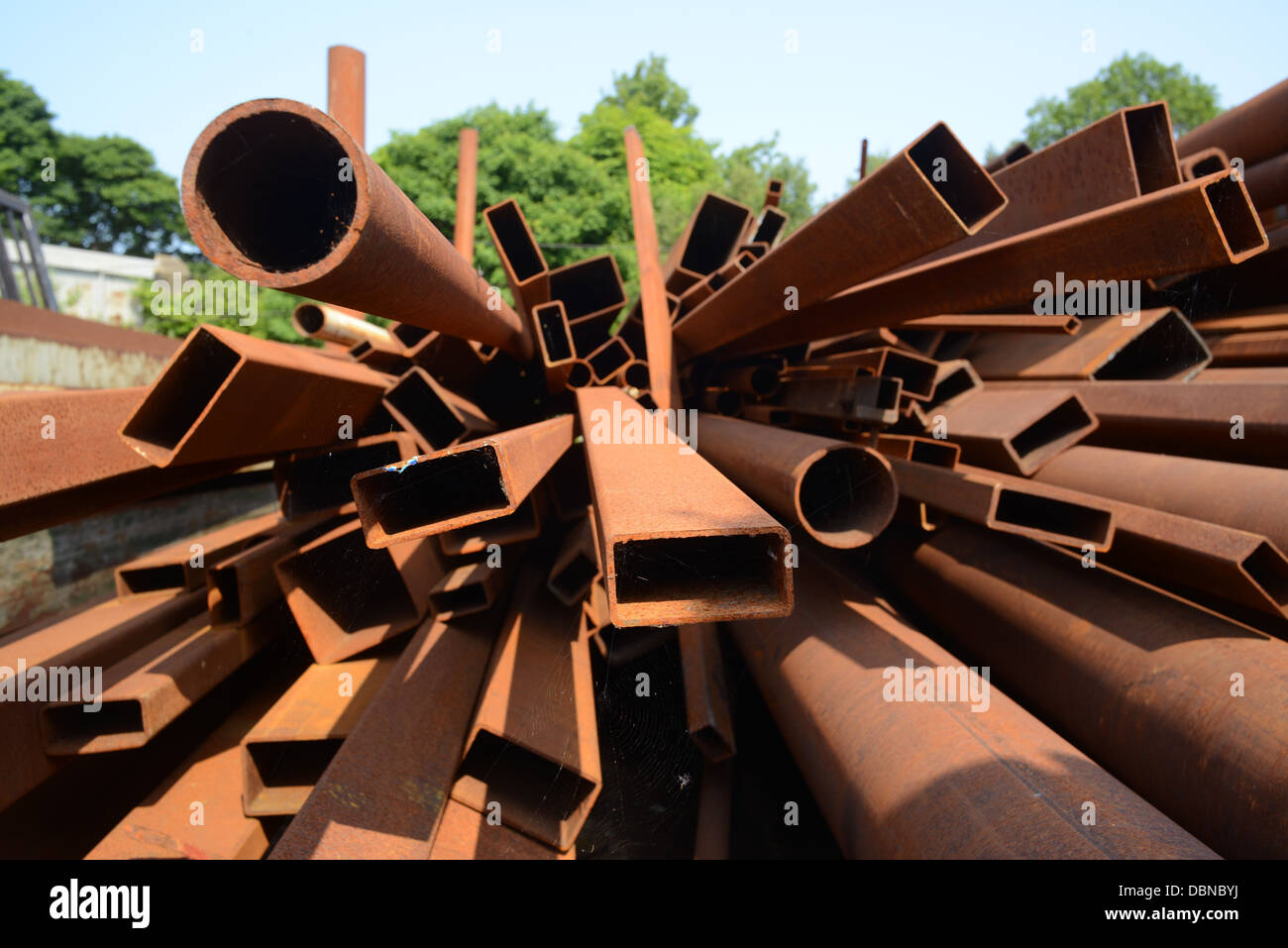 lengths of steel in scrapyard united kingdom Stock Photo