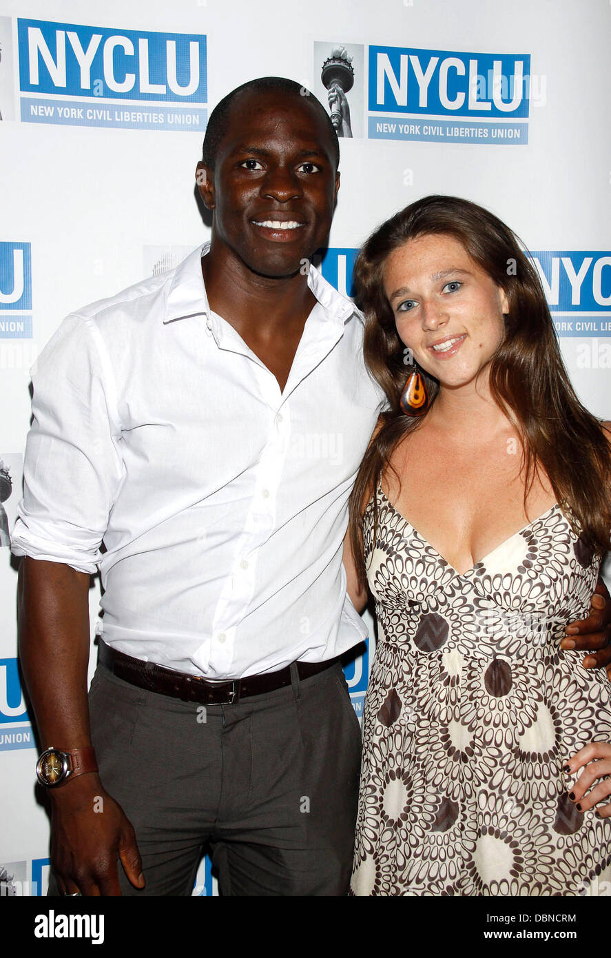 Gbenga Akinnagbe and Liana Stampur 'Broadway Stands Up for Freedom': A concert to benefit the youth programs of the New York Civil Liberties Union held at NYU's Skirball Center for the Performing Arts - Arrivals New York City, USA - 25.07.11 Stock Photo