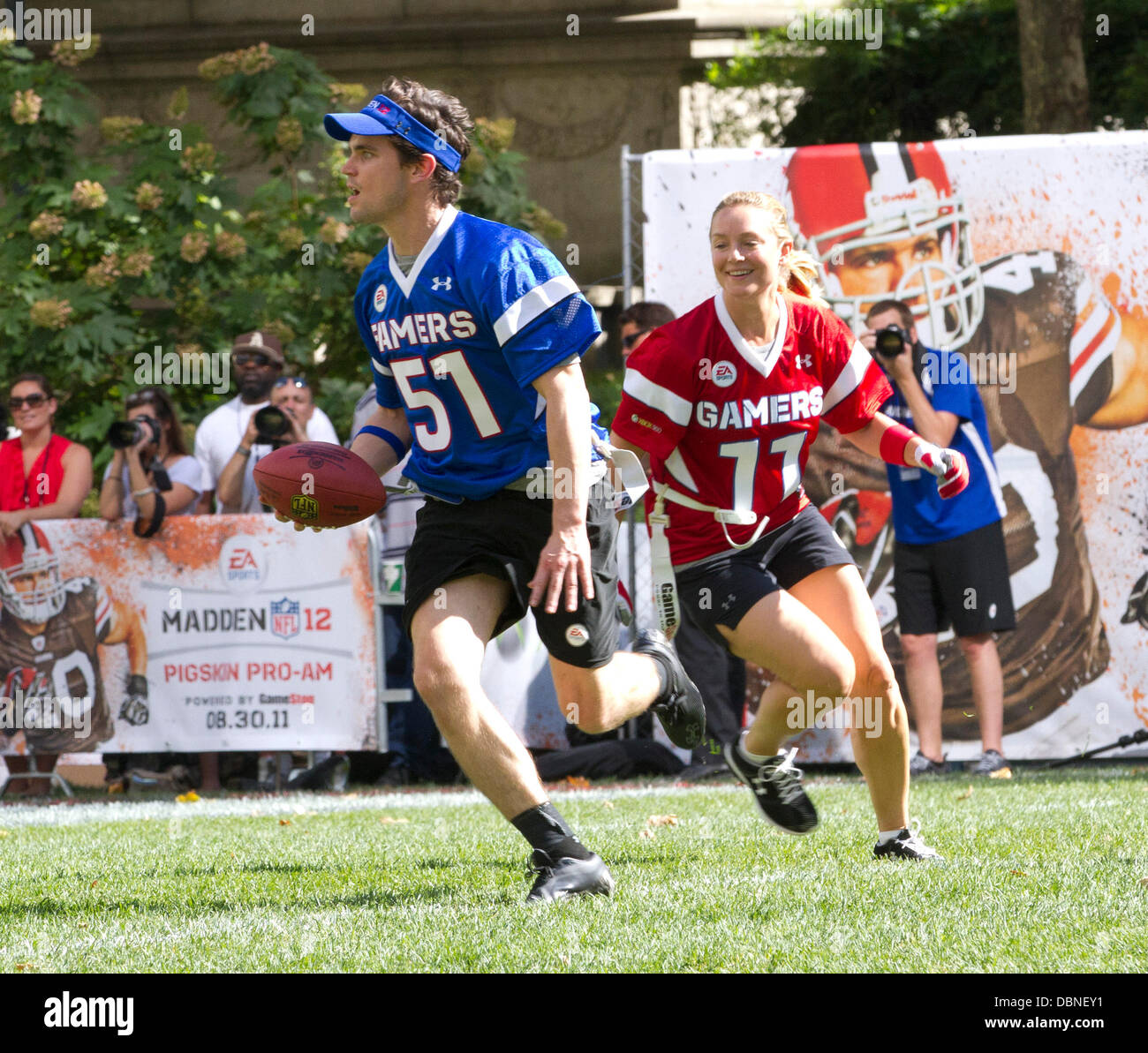 Deion Sanders EA Sports Madden NFL 12 Pigskin Pro Am football game held at  Bryant Park New York City, USA - 27.7.11 Stock Photo - Alamy