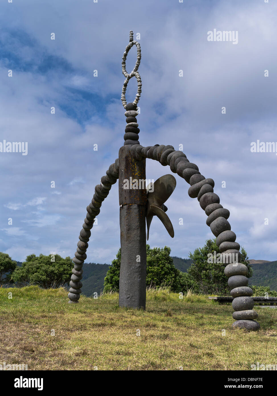 dh Rainbow Warrior monument MATAURI BAY NEW ZEALAND Ship Greenpeace