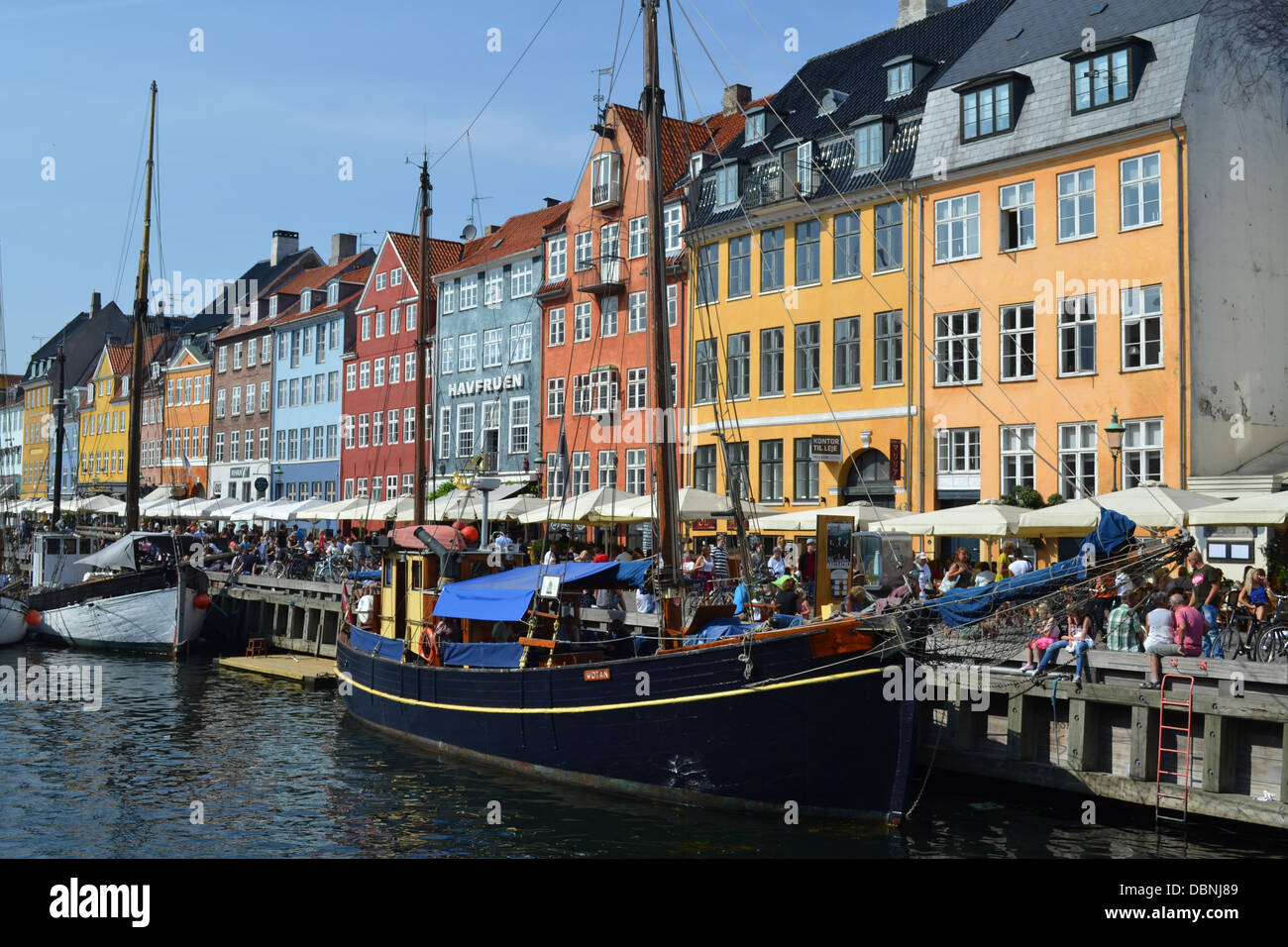 Colourful buildings, Nyhavn Street, Copenhagen, Denmark. Stock Photo