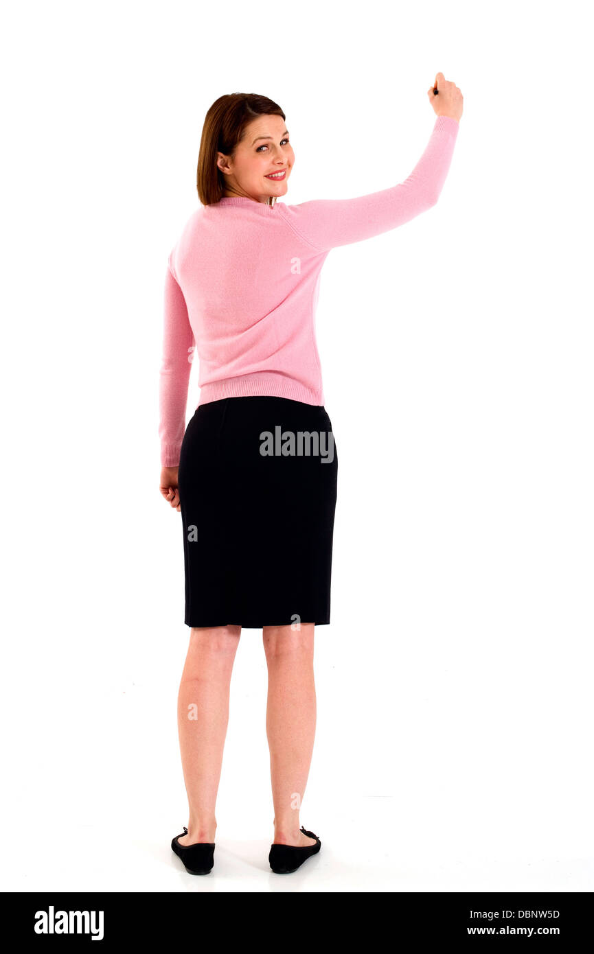 woman writing with a marker Stock Photo - Alamy