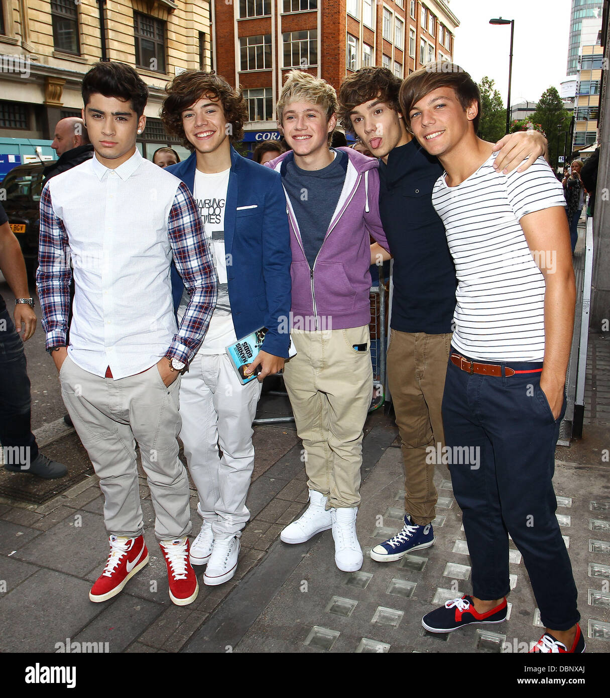 Niall Horan, Liam Payne, Harry Styles, Louis Tomkinson and Zain Malik One  Direction at Radio One London, England - 10.08.11 Stock Photo - Alamy