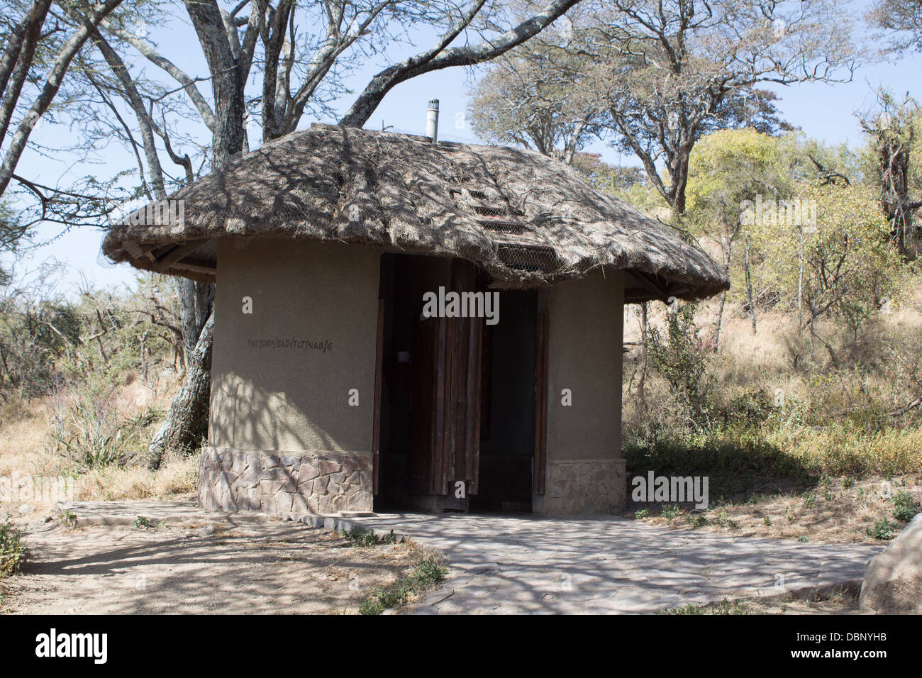 Washroom at Naabi Hill, entrance to Serengeti National Park, Tanzania, Africa Stock Photo