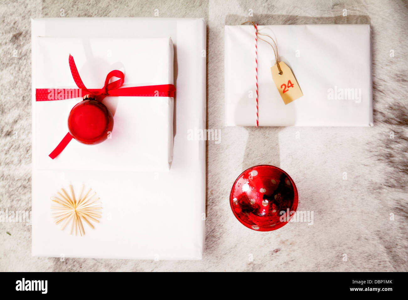 Christmas decoration, gift parcels, Munich, Bavaria, Germany Stock Photo