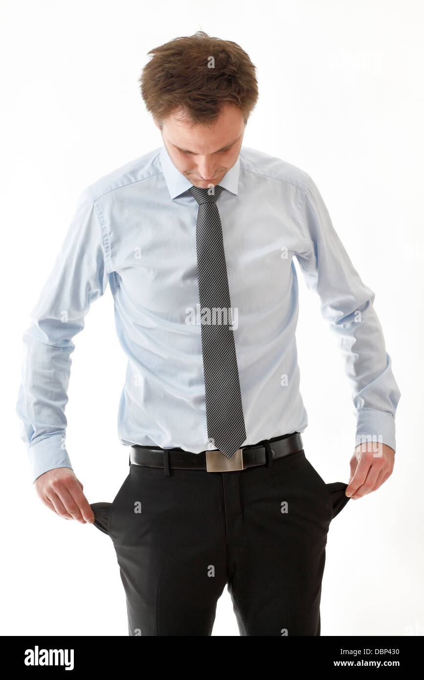 Man with empty pockets Stock Photo Alamy