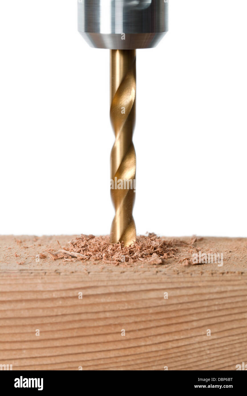 drilling hole on a wood Stock Photo Alamy