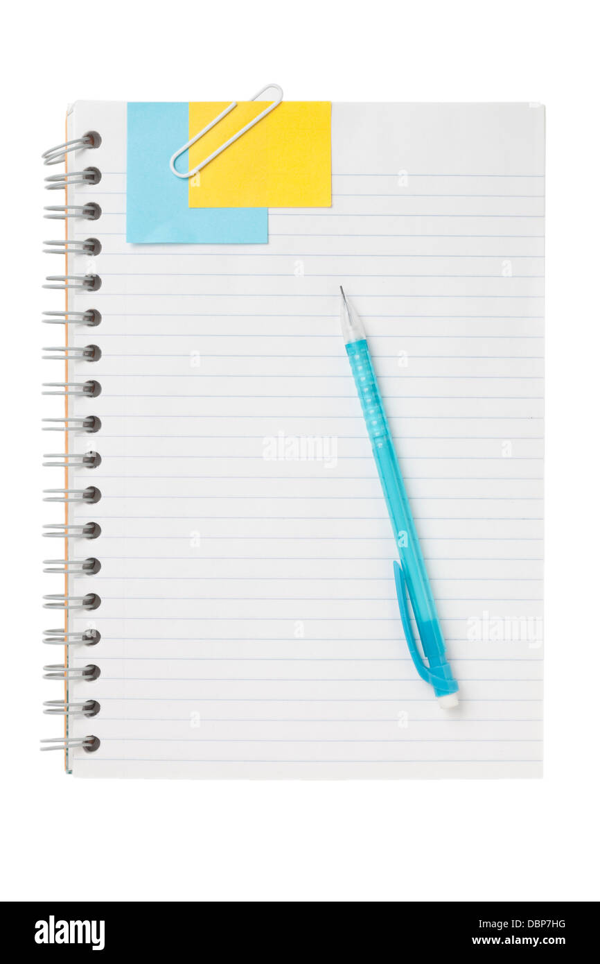 note book with ball pen and note Stock Photo