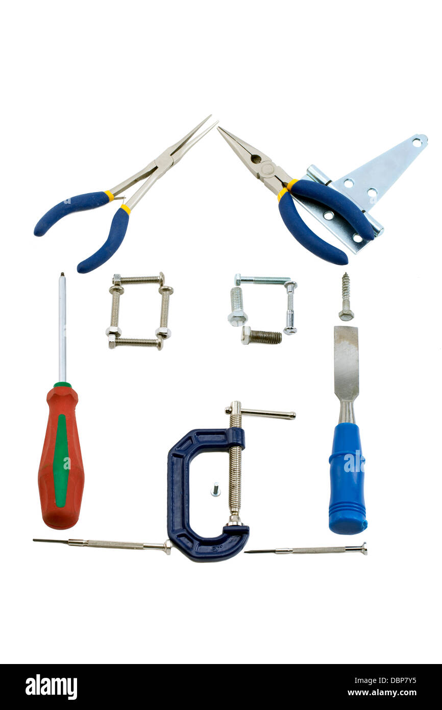 house made of assorted kinds of tools Stock Photo