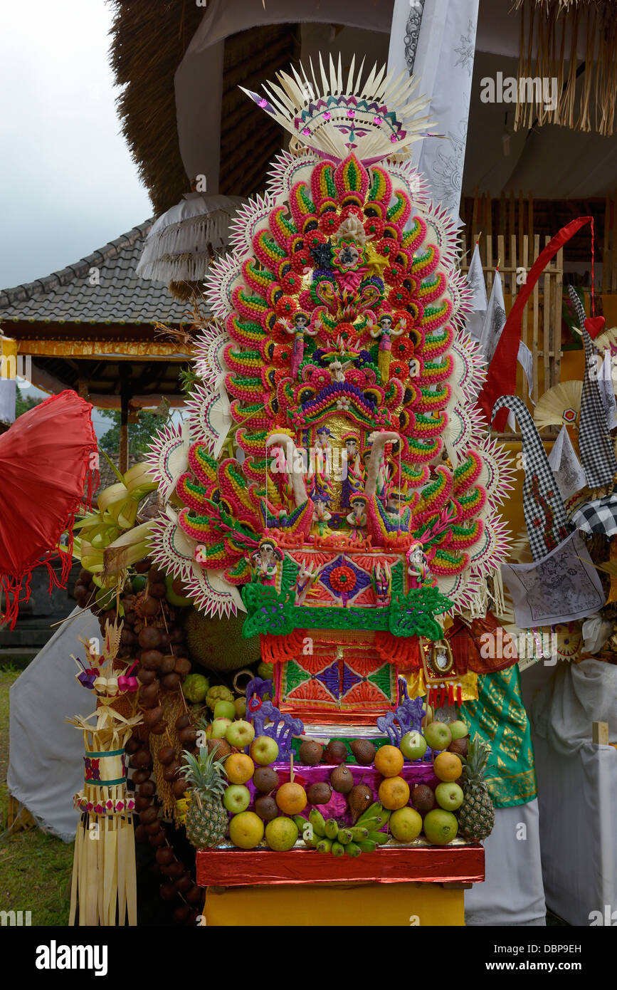 Indonesia, Bali, East region, offerings at the Pura Besakih temple during a ceremony Stock Photo