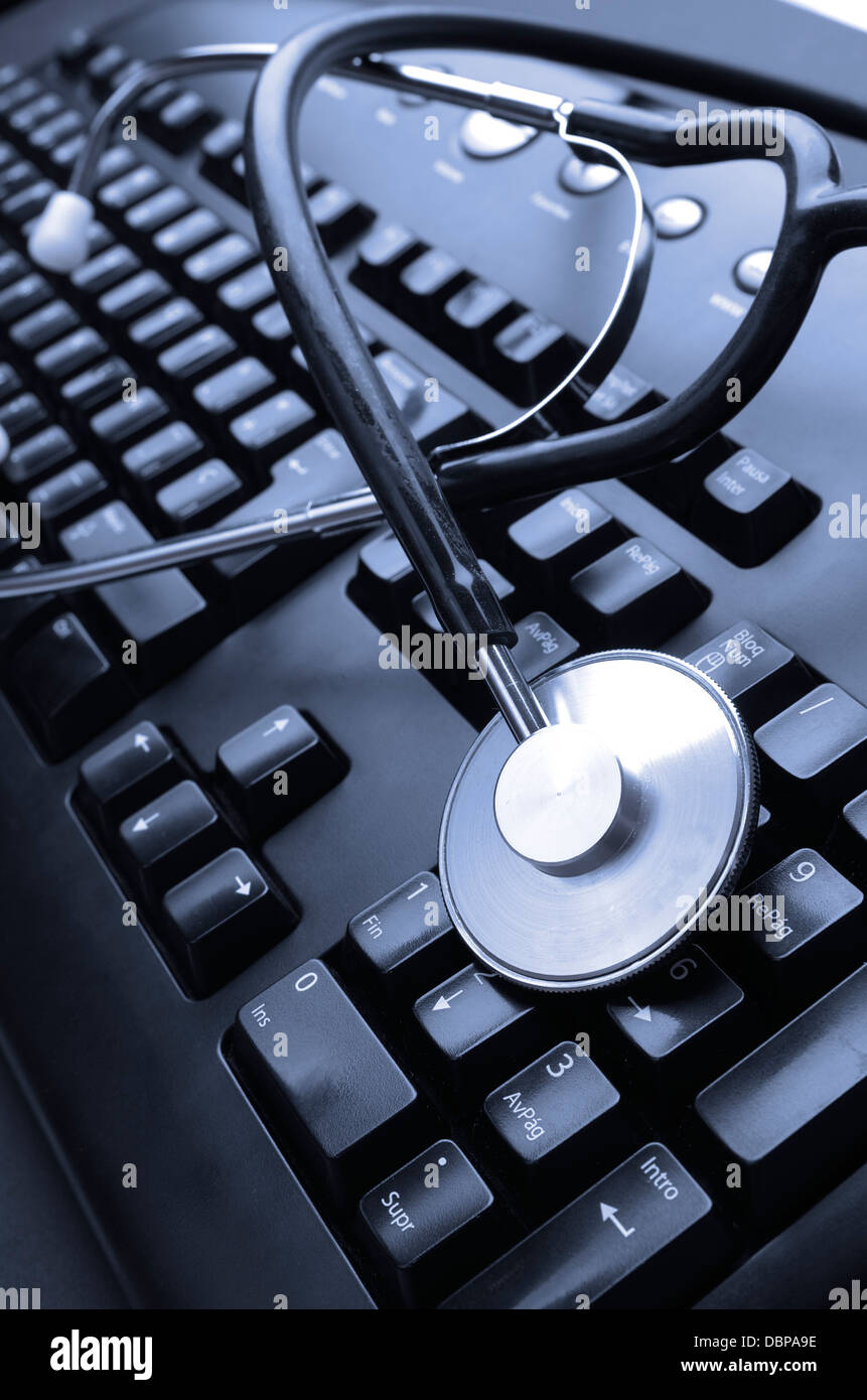 close up of a stethoscope and a computer keyboard Stock Photo - Alamy