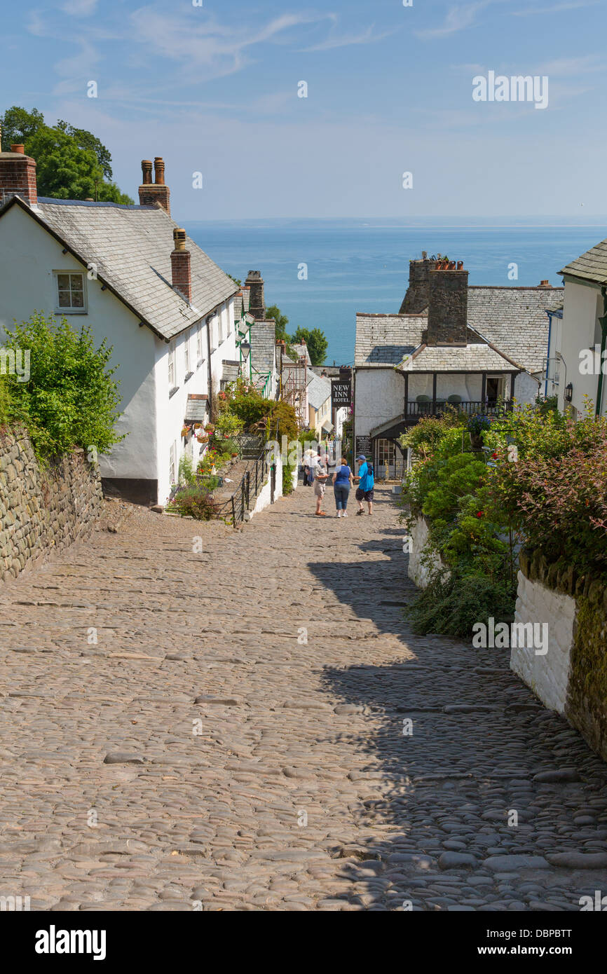 Clovelly street Devon England UK beautiful coast village and port
