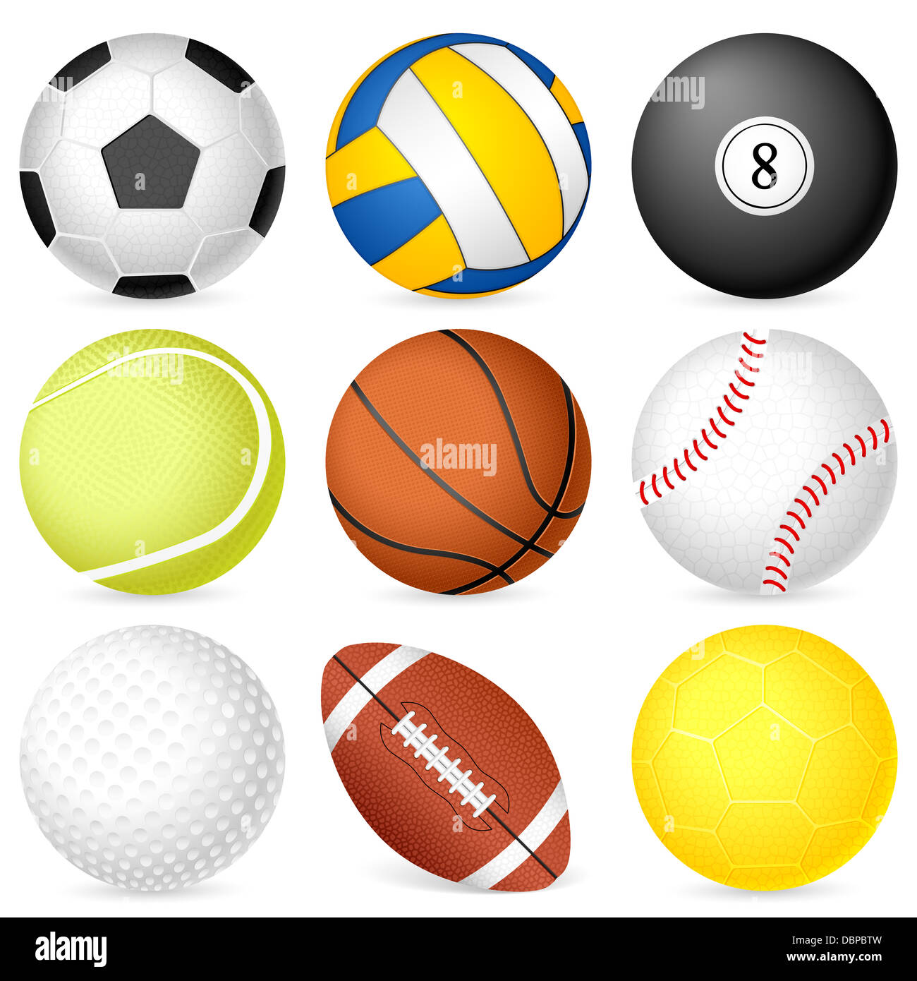 Sport balls on white background. Vector illustration Stock Photo - Alamy