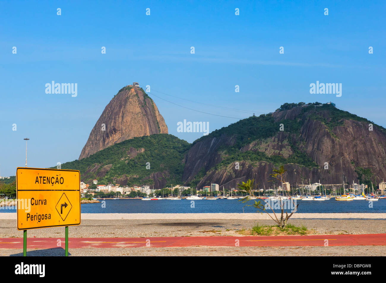 Sugar Loaf Mountain viewed from Botafogo, Rio de Janeiro, Brazil, South America Stock Photo